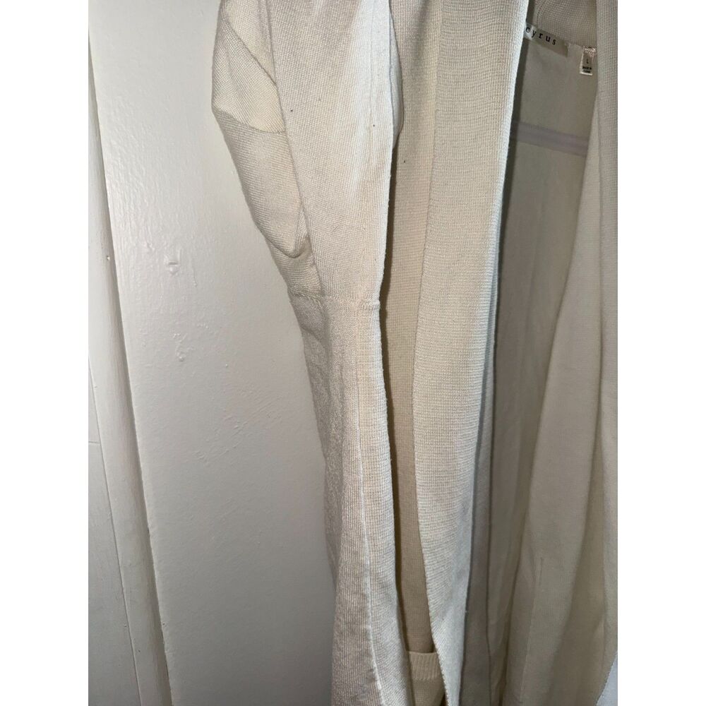 Cyrus White Open Front Cardigan Sweater L Flaw DIY Dye Project - Picture 6 of 11